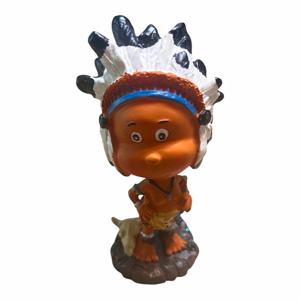 Vintage Native American Style Boy Bobblehead Figurine Souvenir Tribal Resin VTG